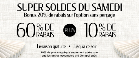 60% + 10% de rabais supplémentaire sur tout
