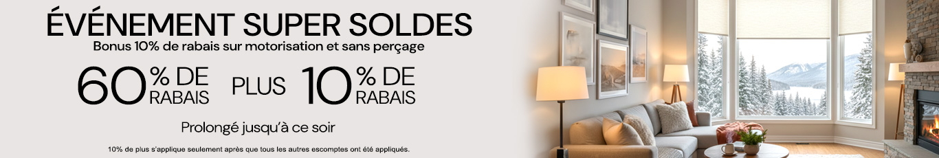 60% + 10% de rabais supplémentaire sur tout