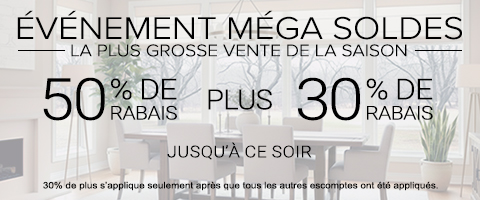 50% + 28% de rabais supplémentaire sur tout