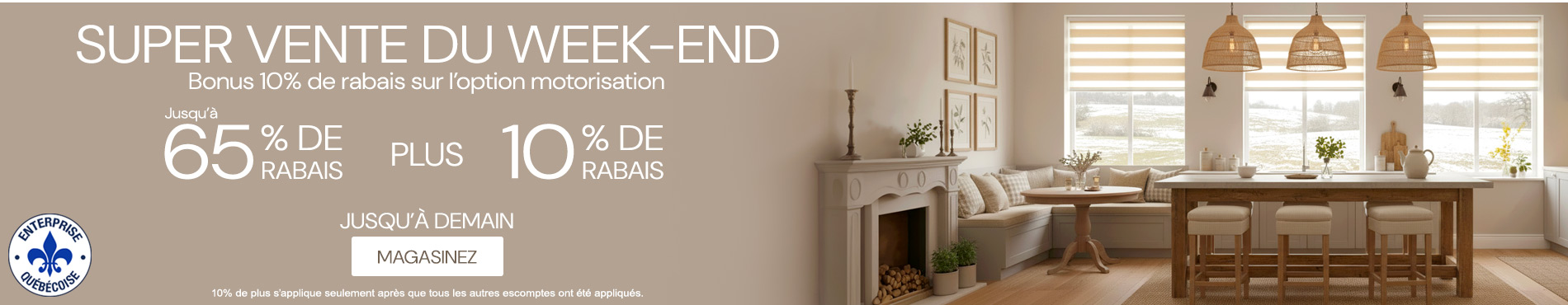 Jusqu'à 65% + 10% de rabais supplémentaire sur tout
