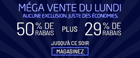 50% de rabais sur tout + 29% de rabais