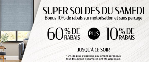 60% + 10% de rabais supplémentaire sur tout