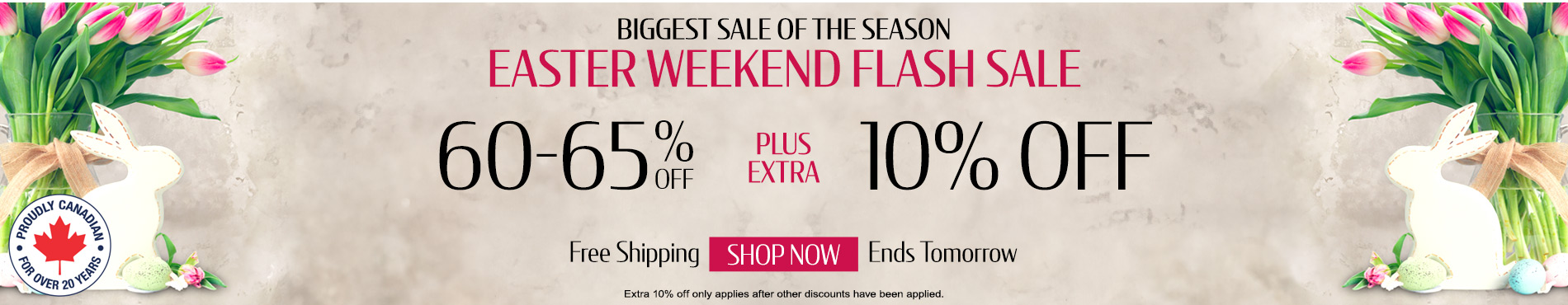 60-65% off everything + extra 10% off