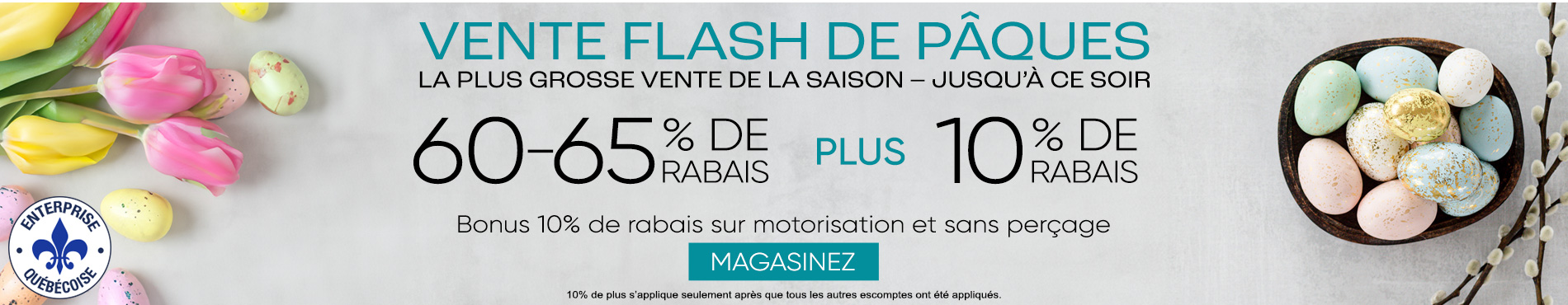 60-65% de rabais sur tout + 10% supplémentaire