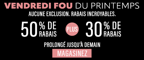 50% de rabais sur tout + 30% de rabais