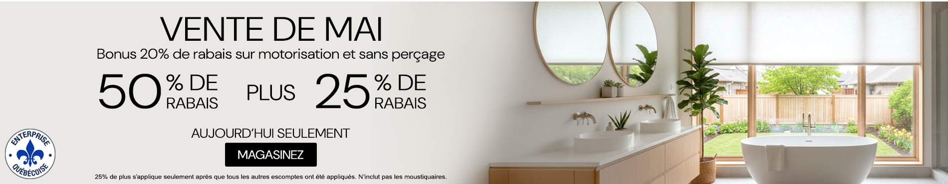 50% de rabais sur tout + 25% de rabais