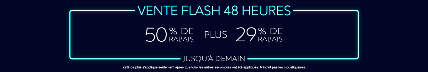 50% de rabais sur tout + 29% de rabais
