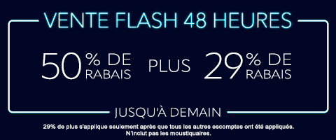 50% de rabais sur tout + 29% de rabais