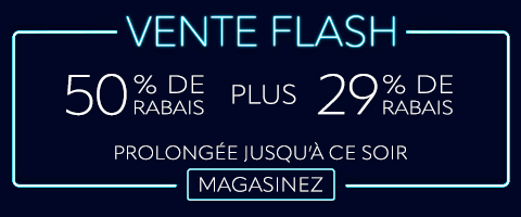 50% de rabais sur tout + 29% de rabais