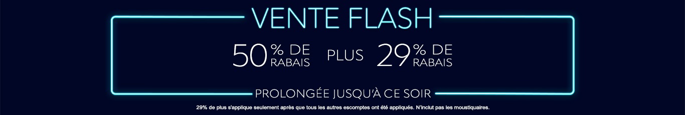 50% de rabais sur tout + 29% de rabais