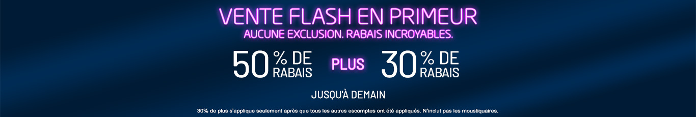 50% de rabais sur tout + 30% de rabais