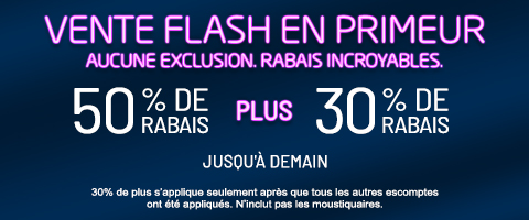 50% de rabais sur tout + 30% de rabais