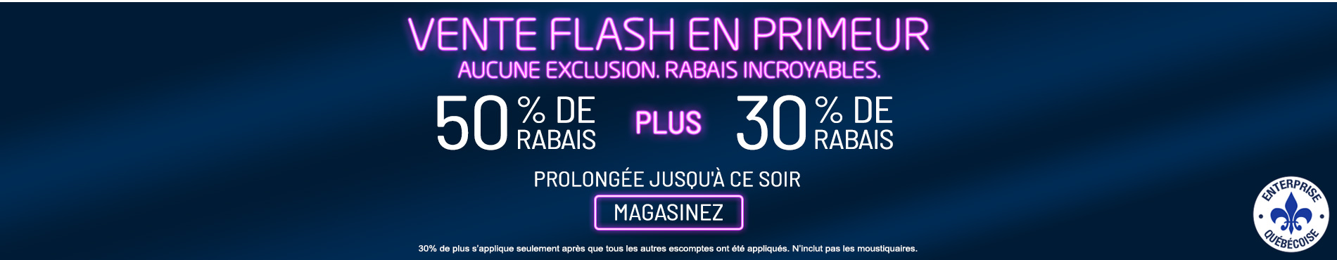50% de rabais sur tout + 30% de rabais