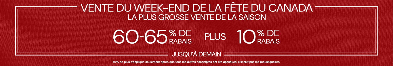 60-65% de rabais sur tout + 10% supplémentaire