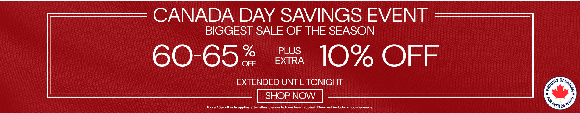 60-65% off everything + extra 10% off