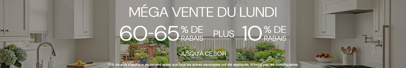 60-65% de rabais sur tout + 10% supplémentaire