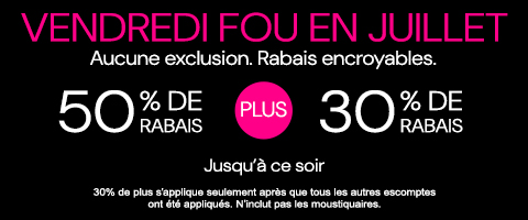 50% de rabais sur tout + 30% de rabais