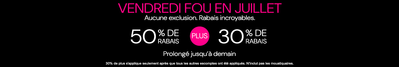 50% de rabais sur tout + 30% de rabais