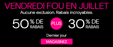 50% de rabais sur tout + 30% de rabais