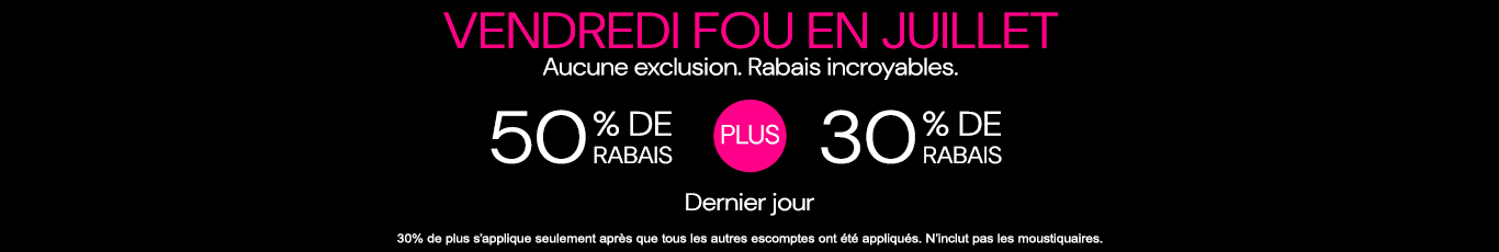 50% de rabais sur tout + 30% de rabais