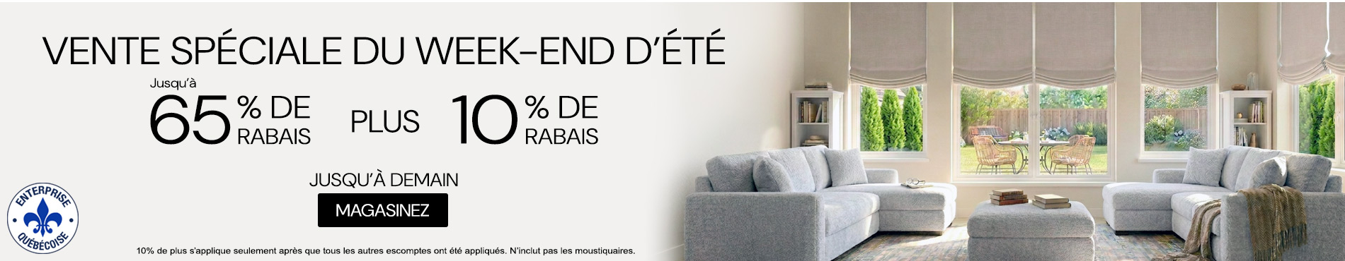 Jusqu'à 65% + 10% de rabais supplémentaire sur tout