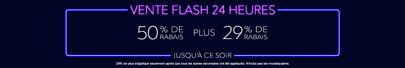 50% de rabais sur tout + 29% de rabais