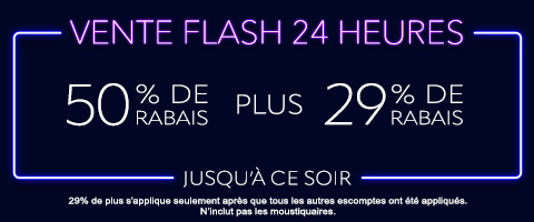50% de rabais sur tout + 29% de rabais