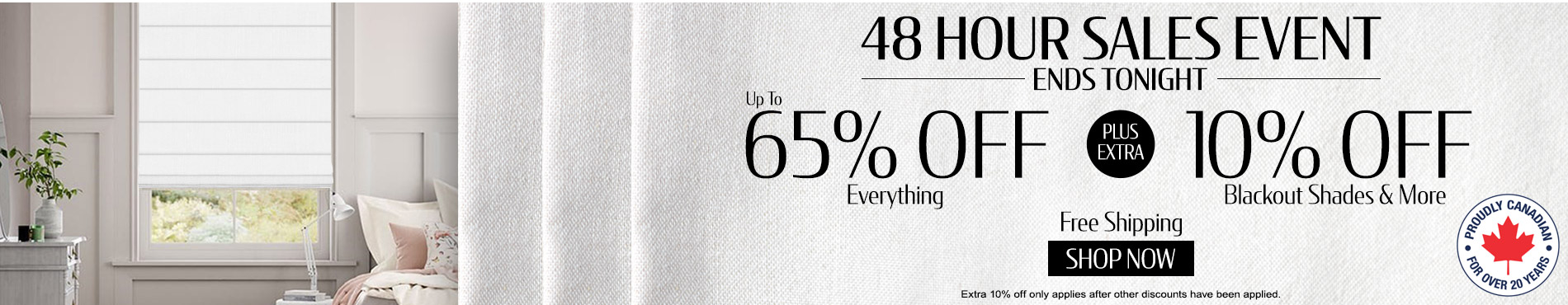 Up to 65% off everything + 10% off All Blackout Shades & More
