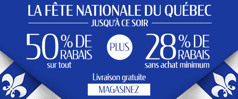 50% de rabais sur tout + 28% de rabais