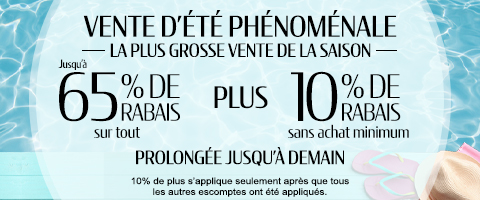 Jusqu'à 65% de rabais sur tout + 10% de rabais sur les toiles à rouleau et stores cellulaires