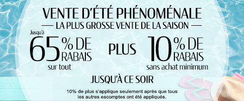 Jusqu'à 65% de rabais sur tout + 10% de rabais sur les toiles à rouleau et stores cellulaires