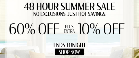 60% off everything + extra 10% off most popular blinds