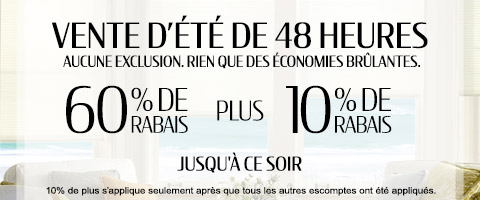 60% + 10% de rabais supplémentaire sur tout