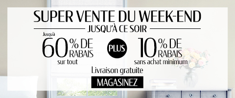 Jusqu'à 60% + 10% de rabais supplémentaire sur tout
