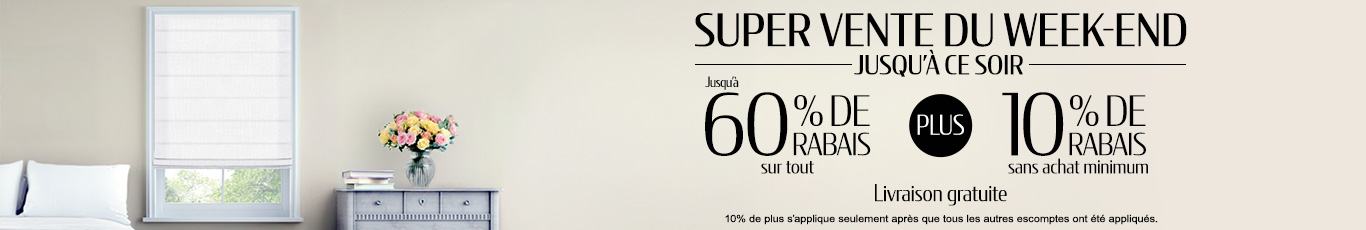 Jusqu'à 60% + 10% de rabais supplémentaire sur tout