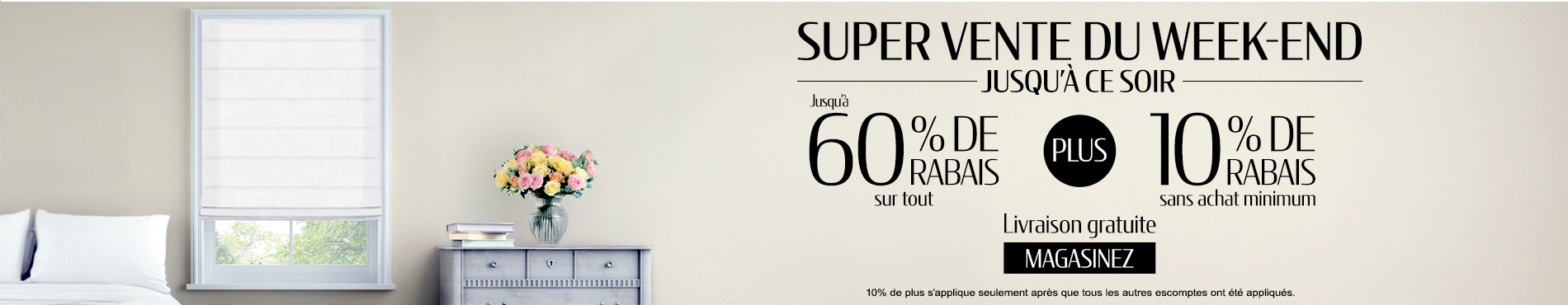 Jusqu'à 60% + 20% de rabais supplémentaire sur tout