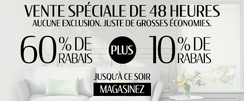 60% de rabais sur tout + 10% supplémentaire sur les stores les plus populaires