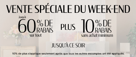 Jusqu'à 60% + 10% de rabais supplémentaire sur tout