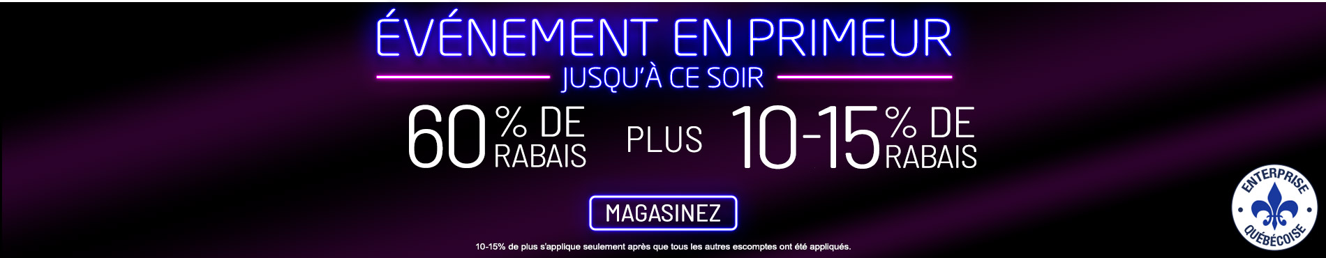 60% + 10 - 15% supplémentaire sur tout