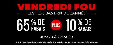 65% de rabais sur tout + 10% de rabais sur les toiles à rouleau et stores cellulaires