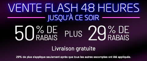 50% de rabais sur tout + 29% de rabais