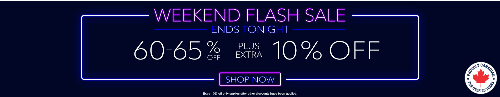 60-65% off everything + extra 10% off