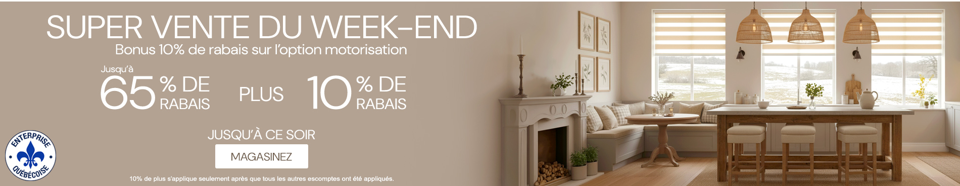 Jusqu'à 65% + 10% de rabais supplémentaire sur tout