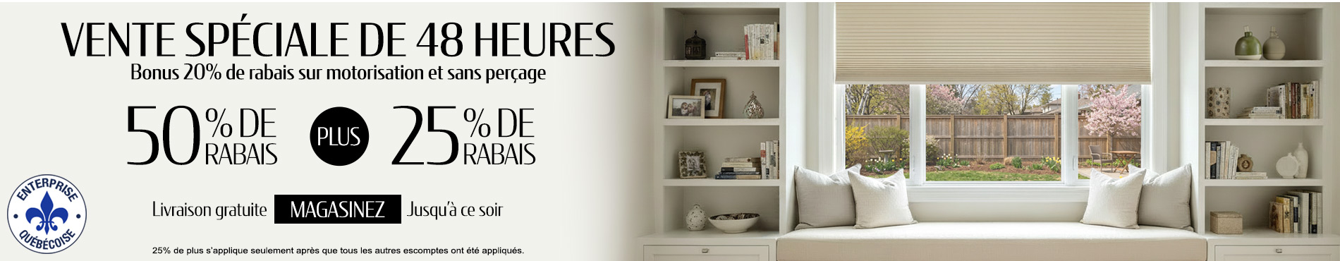 50% de rabais sur tout + 25% de rabais