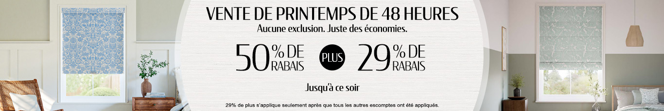 50% de rabais sur tout + 29% de rabais