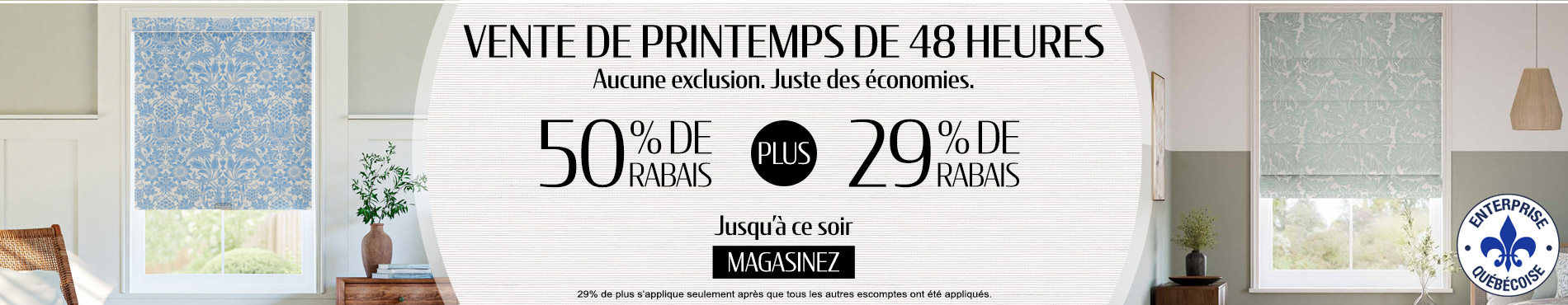 50% de rabais sur tout + 29% de rabais