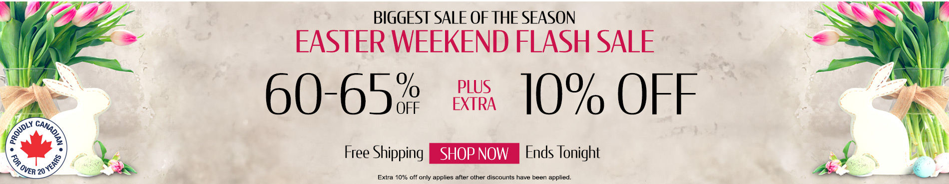 60-65% off everything + extra 10% off