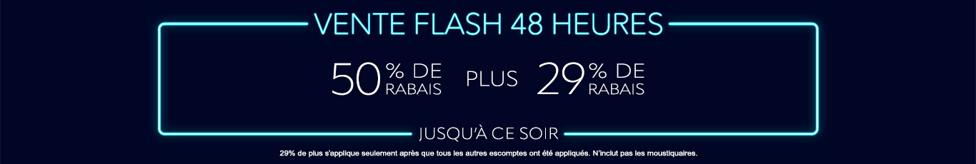 50% de rabais sur tout + 29% de rabais