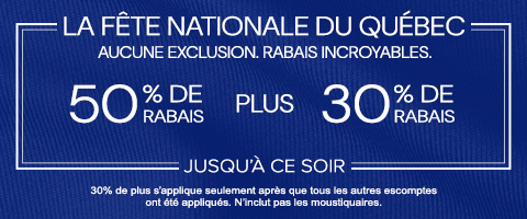 50% de rabais sur tout + 30% de rabais