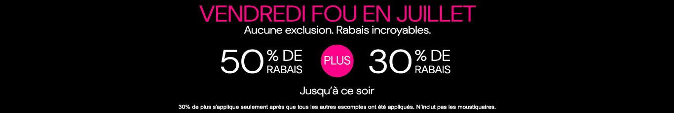 50% de rabais sur tout + 30% de rabais